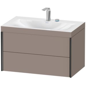 XViu Duravit vasque XV4615EB243C 80x48cm, 2 tiroirs, 2 trous pour robinetterie, noir mat, Cadres C, basalte mat