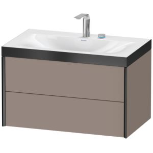 Duravit XViu Waschtisch-Unterschrank XV4615EB243P 80x48cm, 2 Schubkästen, 2 Hahnlöcher, schwarz matt, Rahmen P, basalt matt
