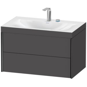 Duravit XViu Waschtisch-Unterschrank XV4615EB249C 80x48cm, 2 Schubkästen, 2 Hahnlöcher, schwarz matt, Rahmen C, graphit matt