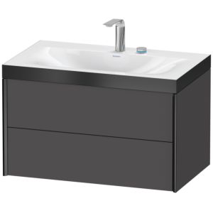 XViu Duravit vasque XV4615EB249P 80x48cm, 2 tiroirs, 2 trous pour robinetterie, noir mat, Cadres P, graphite mat