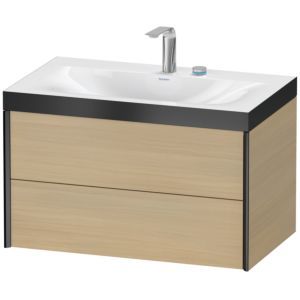Duravit XViu Waschtisch-Unterschrank XV4615EB271P 80x48cm, 2 Schubkästen, 2 Hahnlöcher, schwarz matt, Rahmen P, mediterrane eiche