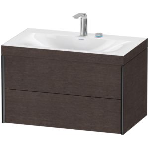 XViu Duravit vasque XV4615EB272C 80x48cm, 2 tiroirs, 2 trous pour robinetterie, noir mat, Cadres C, chêne foncé brossé