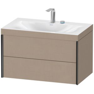 XViu Duravit vasque XV4615EB275C 80x48cm, 2 tiroirs, 2 trous pour robinetterie, noir mat, Cadres C, lin