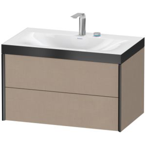 XViu Duravit vasque XV4615EB275P 80x48cm, 2 tiroirs, 2 trous pour robinetterie, noir mat, Cadres P, lin
