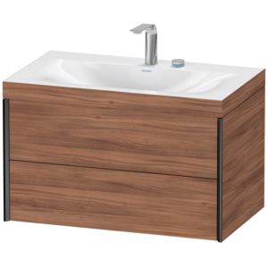 Duravit XViu vanity unit XV4615EB279C 80x48cm, 2 drawers, 2 tap holes, matt black, Rahmen C, natural walnut