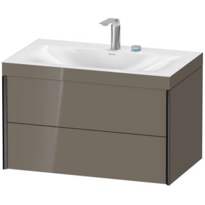 XViu Duravit vasque XV4615EB289C 80x48cm, 2 tiroirs, 2 trous pour robinetterie, noir mat, Cadres C, gris flanelle brillant