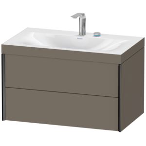 Duravit XViu vanity unit XV4615EB290C 80x48cm, 2 drawers, 2 tap holes, matt black, Rahmen C, flannel gray silk matt