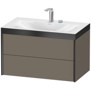 XViu Duravit vasque XV4615EB290P 80x48cm, 2 tiroirs, 2 trous pour robinetterie, noir mat, Cadres P, flanelle gris soie mat