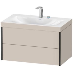 Duravit XViu Waschtisch-Unterschrank XV4615EB291C 80x48cm, 2 Schubkästen, 2 Hahnlöcher, schwarz matt, Rahmen C, taupe matt