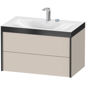 Duravit XViu Waschtisch-Unterschrank XV4615EB291P 80x48cm, 2 Schubkästen, 2 Hahnlöcher, schwarz matt, Rahmen P, taupe matt