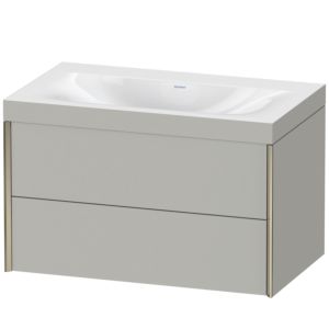 XViu Duravit vasque XV4615NB107C 80x48cm, 2 tiroirs, sans trou pour robinet, champagne mat, Cadres C, gris béton mat