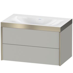 XViu Duravit vasque XV4615NB107P 80x48cm, 2 tiroirs, sans trou pour robinet, champagne mat, Cadres P, gris béton mat
