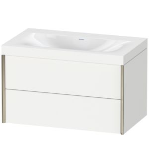 XViu Duravit vasque XV4615NB118C 80x48cm, 2 tiroirs, sans trou pour robinet, champagne mat, Cadres C, blanc mat