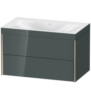 XViu Duravit vasque XV4615NB138C 80x48cm, 2 tiroirs, sans trou pour robinet, champagne mat, Cadres C, gris dolomiti brillant