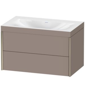 XViu Duravit vasque XV4615NB143C 80x48cm, 2 tiroirs, sans trou pour robinet, champagne mat, Cadres C, basalte mat