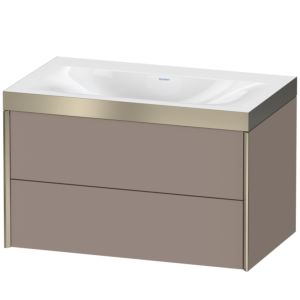 XViu Duravit vasque XV4615NB143P 80x48cm, 2 tiroirs, sans trou pour robinet, champagne mat, Cadres P, basalte mat