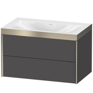 XViu Duravit vasque XV4615NB149P 80x48cm, 2 tiroirs, sans trou pour robinet, champagne mat, Cadres P, graphite mat