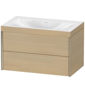 Duravit XViu Waschtisch-Unterschrank XV4615NB171C 80x48cm, 2 Schubkästen, ohne Hahnloch, champagner matt, Rahmen C, mediterrane eiche