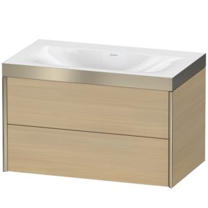 XViu Duravit vasque XV4615NB171P 80x48cm, 2 tiroirs, sans trou pour robinet, champagne mat, Cadres P, chêne méditerranéen