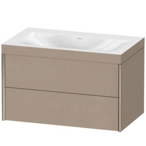 XViu Duravit vasque XV4615NB175C 80x48cm, 2 tiroirs, sans trou pour robinet, champagne mat, Cadres C, lin