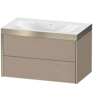 XViu Duravit vasque XV4615NB175P 80x48cm, 2 tiroirs, sans trou pour robinet, champagne mat, Cadres P, lin