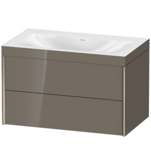 XViu Duravit vasque XV4615NB189C 80x48cm, 2 tiroirs, sans trou pour robinet, champagne mat, Cadres C, gris flanelle brillant