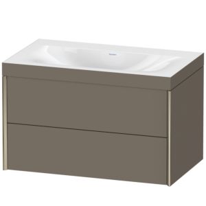 XViu Duravit vasque XV4615NB190C 80x48cm, 2 tiroirs, sans trou pour robinet, champagne mat, Cadres C, flanelle gris soie mat