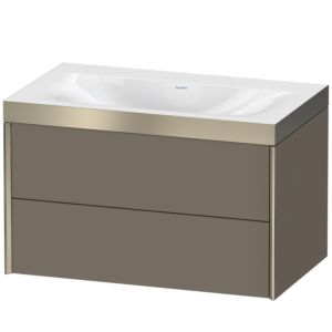 XViu Duravit vasque XV4615NB190P 80x48cm, 2 tiroirs, sans trou pour robinet, champagne mat, Cadres P, flanelle gris soie mat