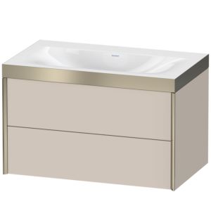 XViu Duravit vasque XV4615NB191P 80x48cm, 2 tiroirs, sans trou pour robinet, champagne mat, Cadres P, taupe mat