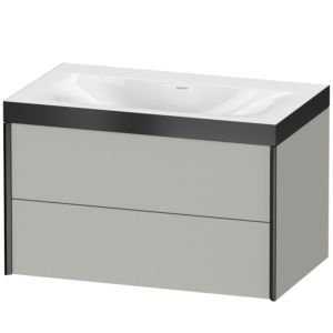 XViu Duravit vasque XV4615NB207P 80x48cm, 2 tiroirs, sans trou pour robinet, noir mat, Cadres P, gris béton mat