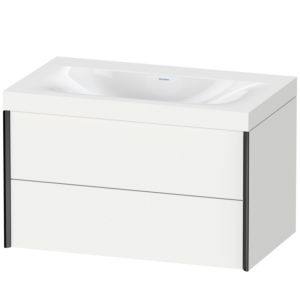XViu Duravit vasque XV4615NB218C 80x48cm, 2 tiroirs, sans trou pour robinet, noir mat, Cadres C, blanc mat