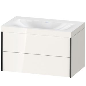 XViu Duravit vasque XV4615NB222C 80x48cm, 2 tiroirs, sans trou pour robinet, noir mat, Cadres C, blanc brillant