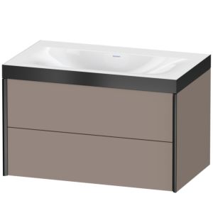XViu Duravit vasque XV4615NB243P 80x48cm, 2 tiroirs, sans trou pour robinet, noir mat, Cadres P, basalte mat