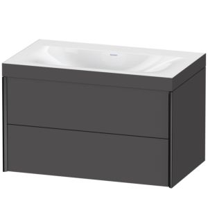 XViu Duravit vasque XV4615NB249C 80x48cm, 2 tiroirs, sans trou pour robinet, noir mat, Cadres C, graphite mat