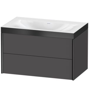 XViu Duravit vasque XV4615NB249P 80x48cm, 2 tiroirs, sans trou pour robinet, noir mat, Cadres P, graphite mat