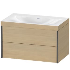 Duravit XViu vanity unit XV4615NB271C 80x48cm, 2 drawers, without tap hole, matt black, Rahmen C, Mediterranean oak