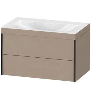XViu Duravit vasque XV4615NB275C 80x48cm, 2 tiroirs, sans trou pour robinet, noir mat, Cadres C, lin