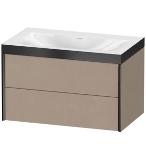 XViu Duravit vasque XV4615NB275P 80x48cm, 2 tiroirs, sans trou pour robinet, noir mat, Cadres P, lin