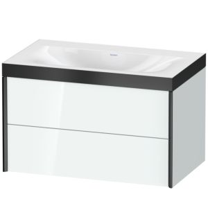 Duravit XViu Waschtisch-Unterschrank XV4615NB285P 80x48cm, 2 Schubkästen, ohne Hahnloch, schwarz matt, Rahmen P, weiß hochglanz