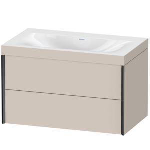 Duravit XViu Waschtisch-Unterschrank XV4615NB291C 80x48cm, 2 Schubkästen, ohne Hahnloch, schwarz matt, Rahmen C, taupe matt