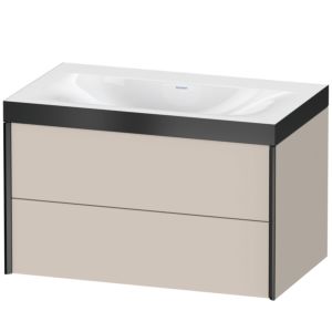 XViu Duravit vasque XV4615NB291P 80x48cm, 2 tiroirs, sans trou pour robinet, noir mat, Cadres P, taupe mat