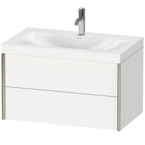Duravit XViu vanity unit XV4615OB118C 80x48cm, 2 drawers, 2000 tap hole, matt champagne, Rahmen C, matt white