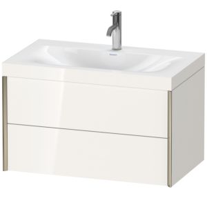 Duravit XViu vanity unit XV4615OB122C 80x48cm, 2 drawers, 2000 tap hole, matt champagne, Rahmen C, white high gloss