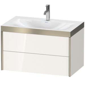 Duravit XViu vanity unit XV4615OB122P 80x48cm, 2 drawers, 2000 tap hole, matt champagne, Rahmen P, white high gloss