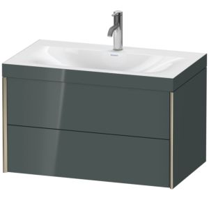 Duravit XViu Waschtisch-Unterschrank XV4615OB138C 80x48cm, 2 Schubkästen, 1 Hahnloch, champagner matt, Rahmen C, dolomiti grey hochglanz