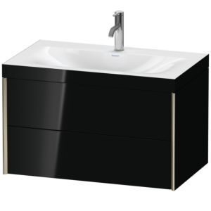 XViu Duravit vasque XV4615OB140C 80x48cm, 2 tiroirs, 2000 , champagne mat, Cadres C, noir brillant