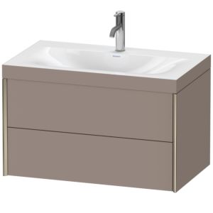 Duravit XViu vanity unit XV4615OB143C 80x48cm, 2 drawers, 2000 tap hole, matt champagne, Rahmen C, matt basalt