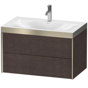 XViu Duravit vasque XV4615OB172P 80x48cm, 2 tiroirs, 2000 , champagne mat, Cadres P, chêne foncé brossé