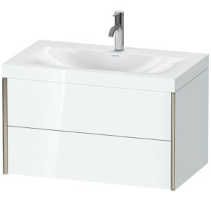 Duravit XViu Waschtisch-Unterschrank XV4615OB185C 80x48cm, 2 Schubkästen, 1 Hahnloch, champagner matt, Rahmen C, weiß hochglanz