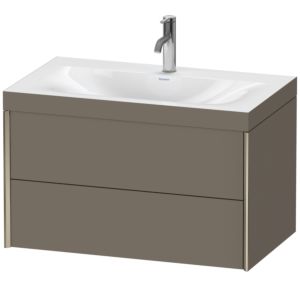 Duravit XViu vanity unit XV4615OB190C 80x48cm, 2 drawers, 2000 tap hole, matt champagne, Rahmen C, flannel gray silk matt